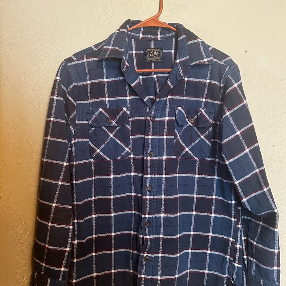 Jachs MFG Heritage Flannel Blue Plaid Casual Button Down Shirt